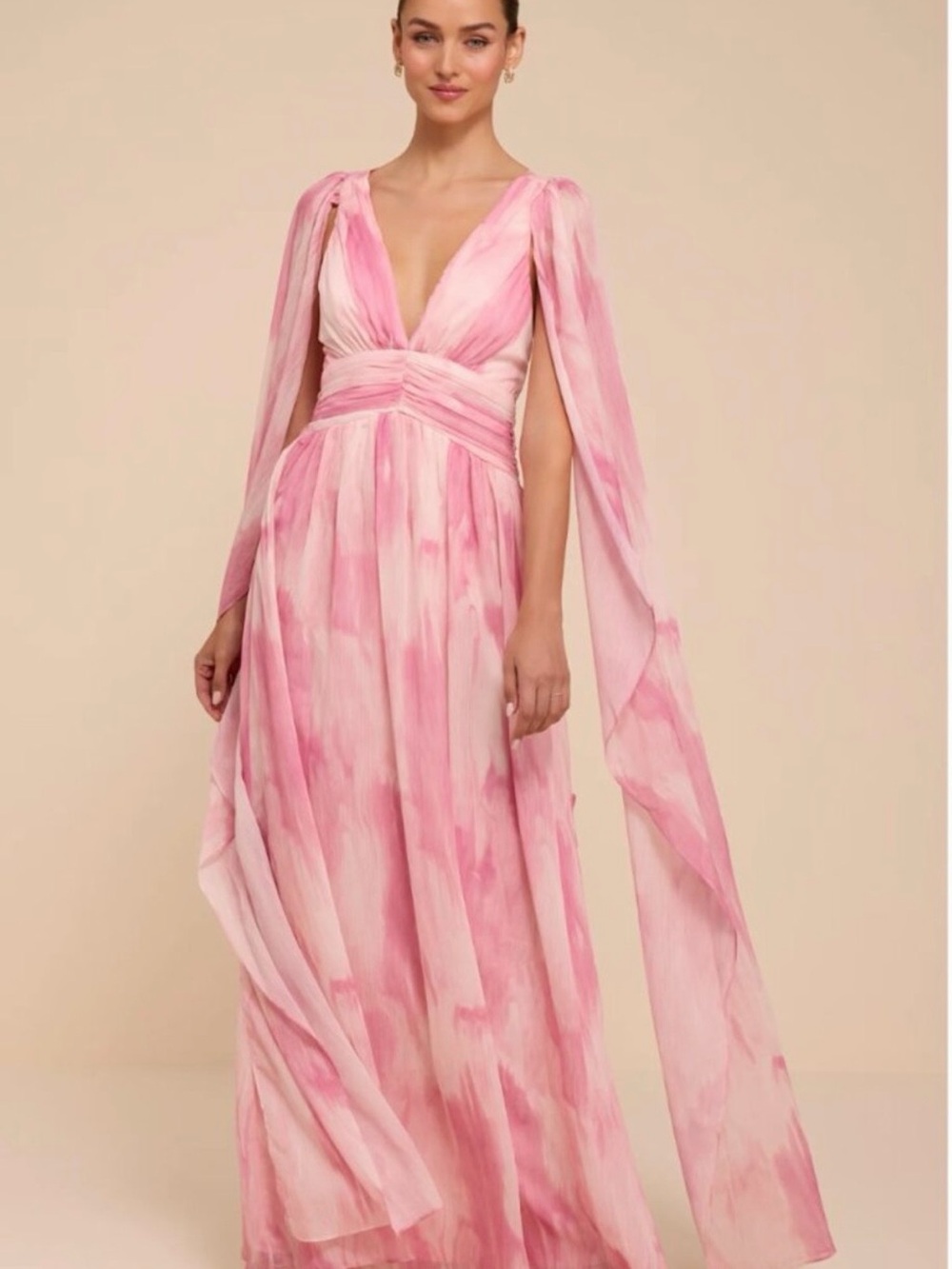 Lulus Elegant Pink Chiffon Maxi Dress